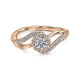 Rose Gold Round Bypass Diamond Complete Engagement Ring