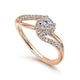 Rose Gold Round Bypass Diamond Complete Engagement Ring