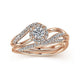 Rose Gold Round Bypass Diamond Complete Engagement Ring