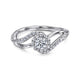 White Gold Bypass Round Complete Diamond Engagement Ring
