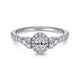 White Gold Tapered Oval Halo Complete Diamond Engagement Ring