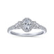 White Gold Tapered Oval Halo Complete Diamond Engagement Ring