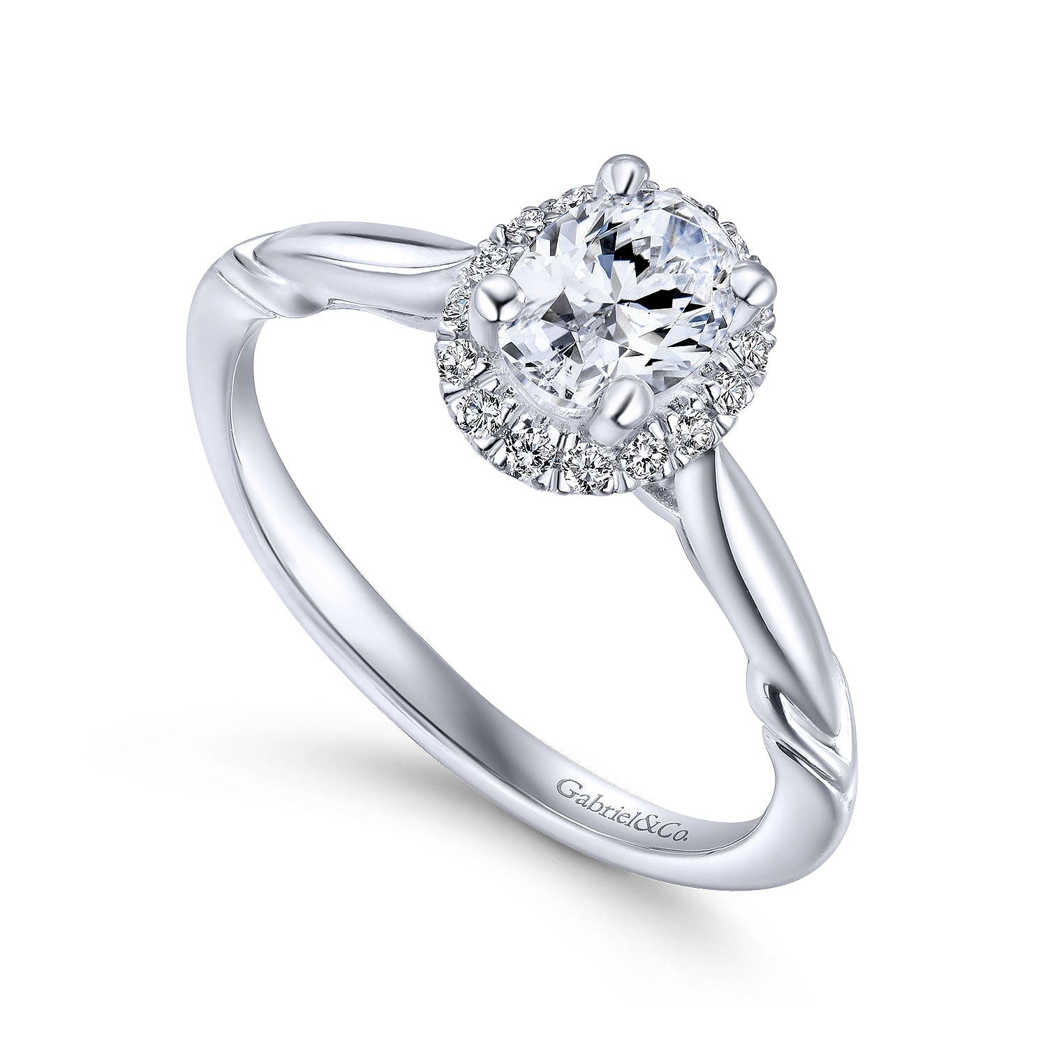 White Gold Oval Diamond Complete Engagement Ring