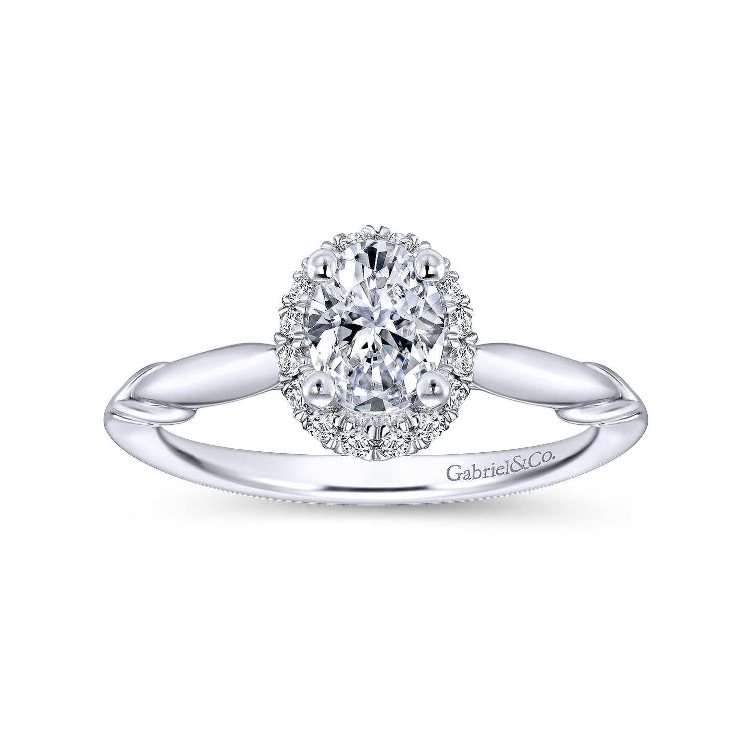 White Gold Oval Diamond Complete Engagement Ring