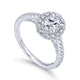 White Gold Oval Double Halo and Pave Complete Diamond Engagement Ring