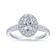 White Gold Oval Double Halo and Pave Complete Diamond Engagement Ring