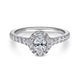 White Gold Oval Diamond Halo Complete Engagement Ring