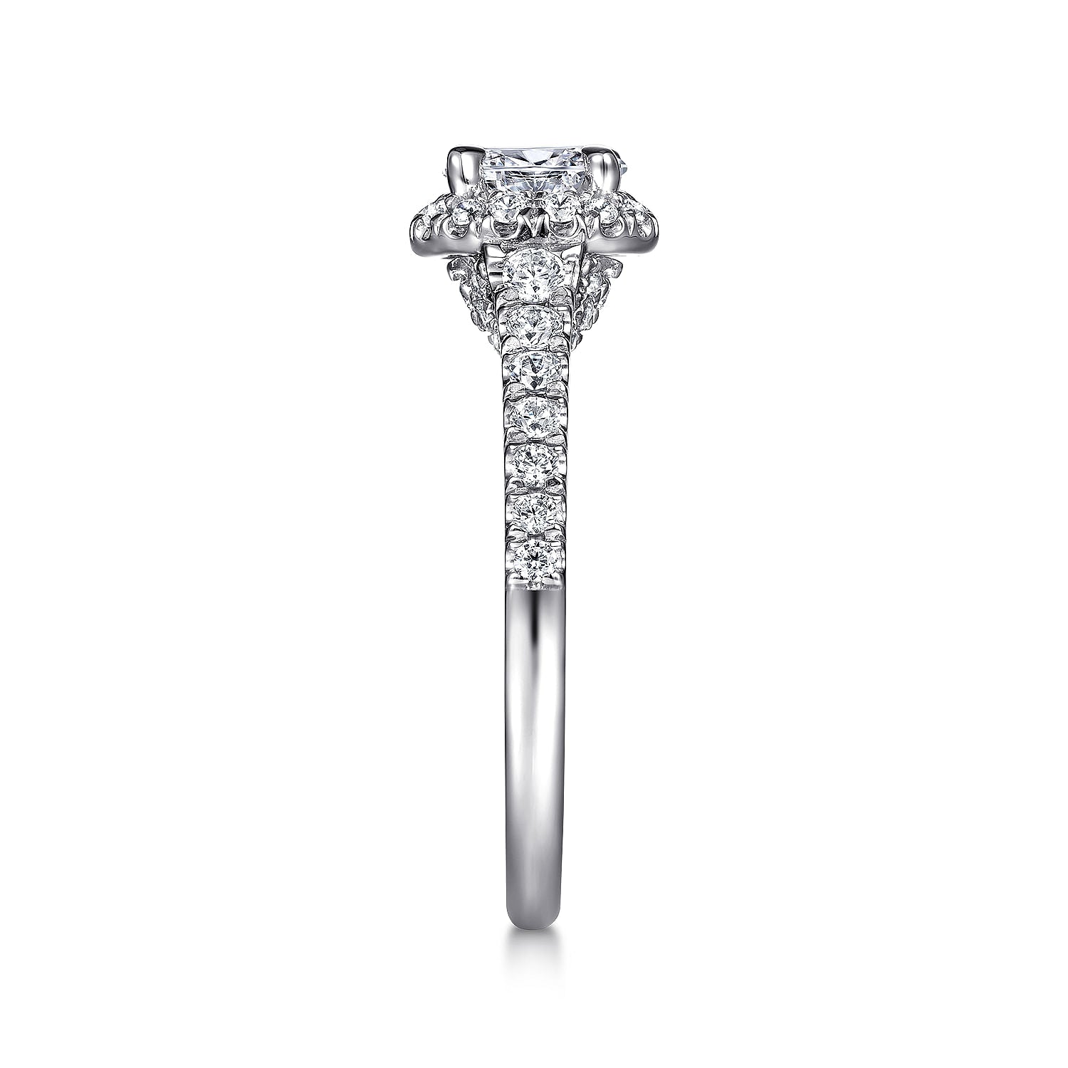 White Gold Oval Diamond Halo Complete Engagement Ring
