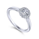White Gold Round Diamond Halo Complete Engagement Ring