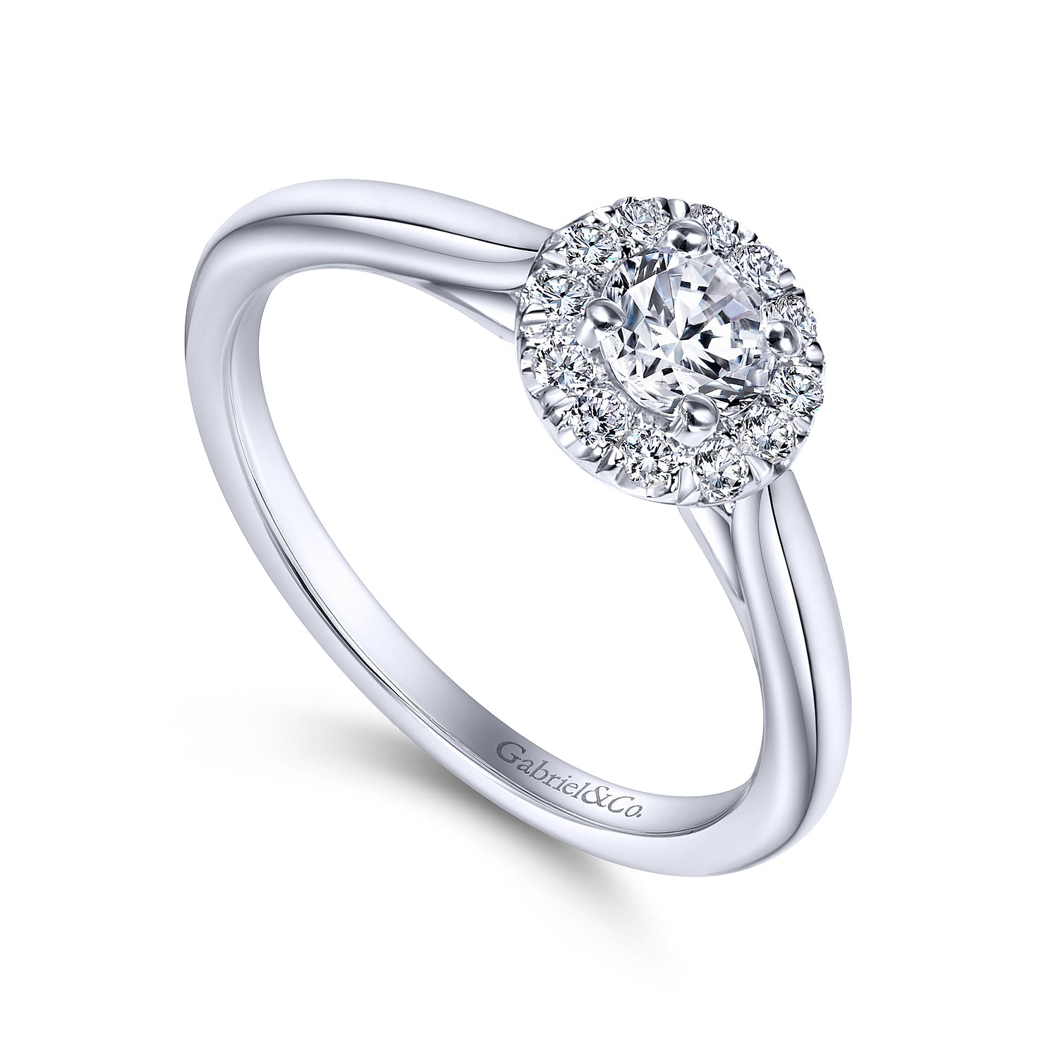 White Gold Round Diamond Halo Complete Engagement Ring