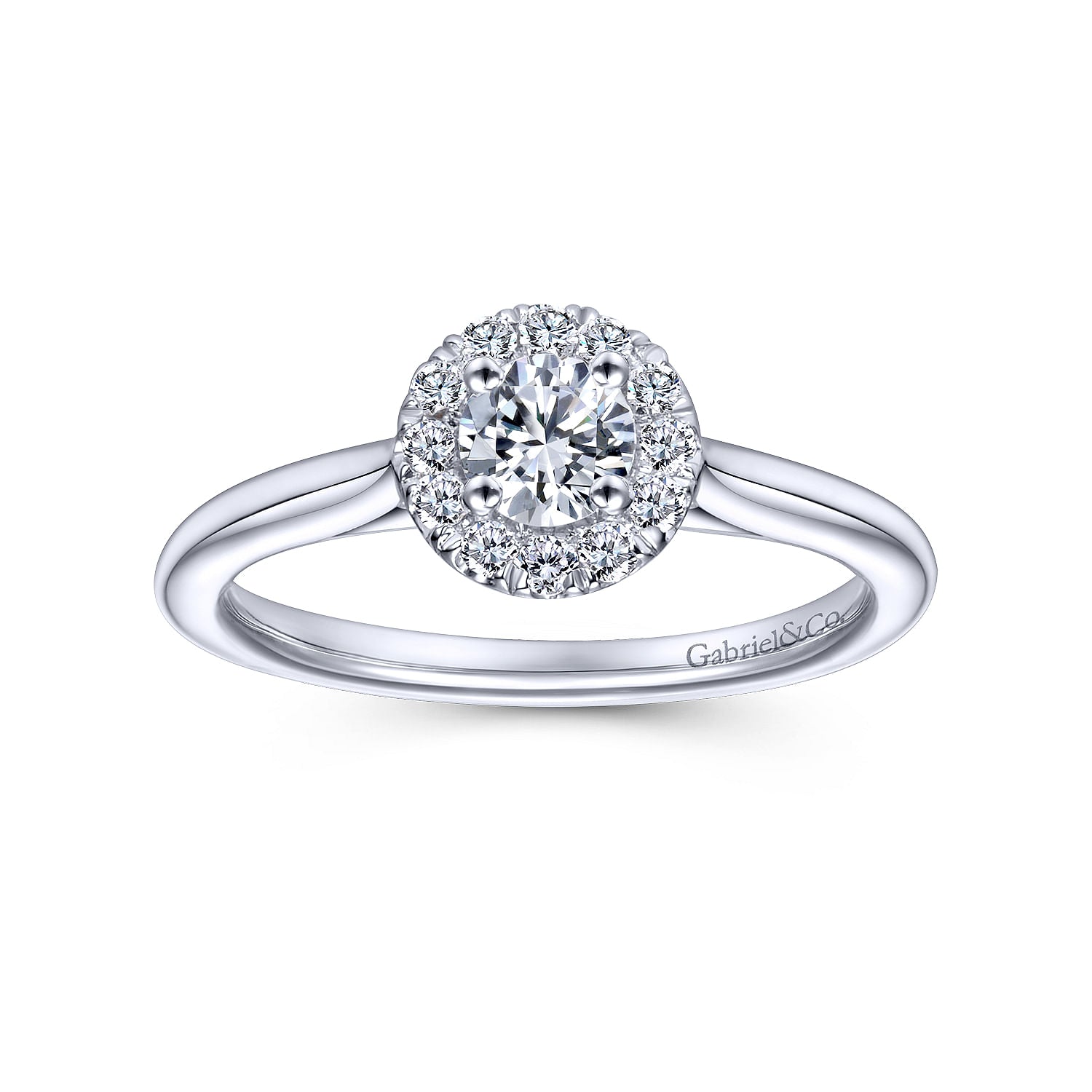 White Gold Round Diamond Halo Complete Engagement Ring