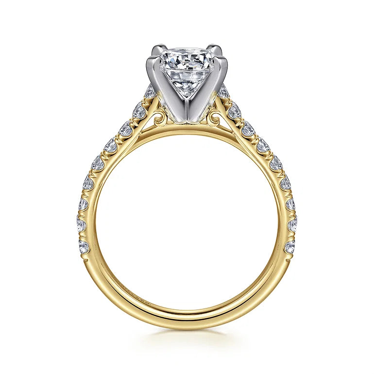 Erica White and Yellow Gold Round Diamond Engagement Ring Setting