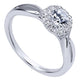 White Gold Round Diamond Halo Split Shank Complete Engagement Ring