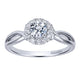 White Gold Round Diamond Halo Split Shank Complete Engagement Ring