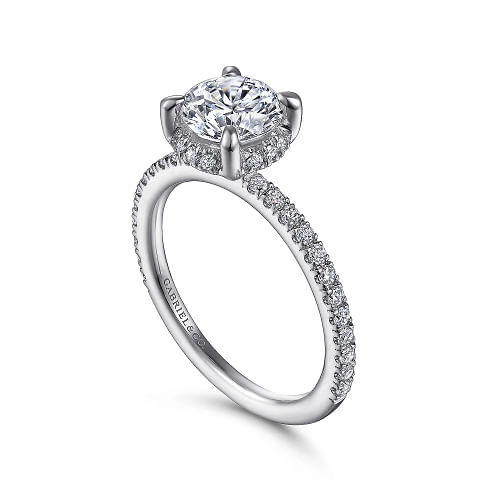 Hart White Gold Hidden Halo Round Diamond Engagement Ring Setting