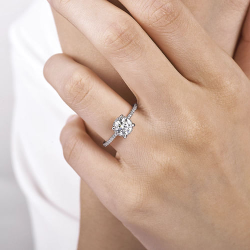 Hart White Gold Hidden Halo Round Diamond Engagement Ring Setting
