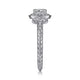 White Gold Round Diamond and Cushion Halo Complete Engagement Ring