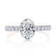 Oval Cut Shared Prong Diamond Engagement Ring Setting with Hidden Halo