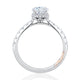 Oval Cut Shared Prong Diamond Engagement Ring Setting with Hidden Halo