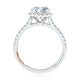 Cushion Shaped Halo Round Center Diamond Engagement Ring Setting with Pave Band