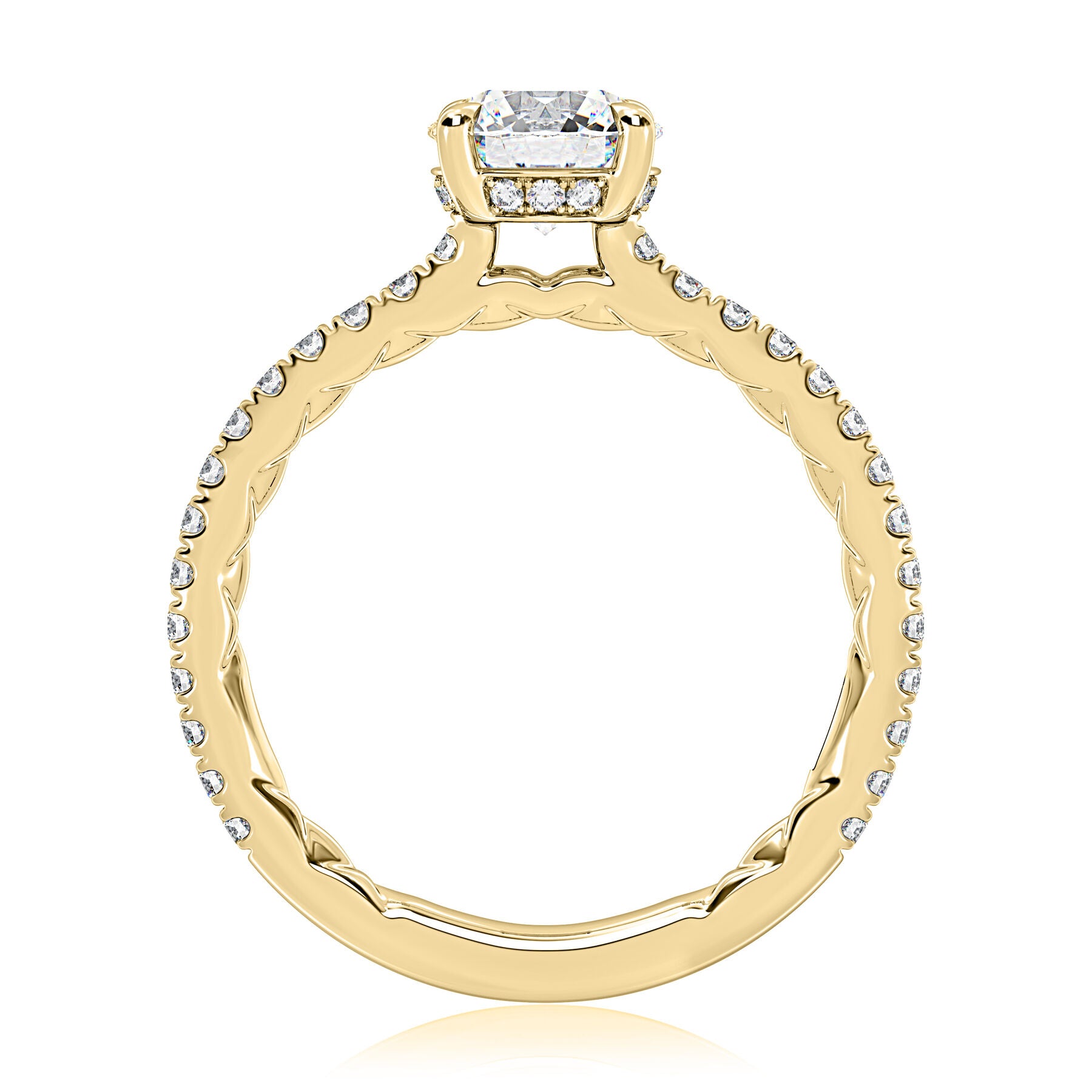 Classic Round Center Diamond Engagement Ring Setting with a Hidden Halo