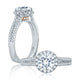 Metropolitan Split Shank and Diamond Halo Round Engagement Ring Setting