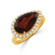 East-West Garnet and Diamond Ring