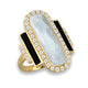 White Orchid Mother of Pearl and Black Onyx Ring