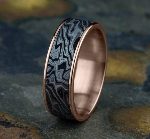 Mokume Wedding Band