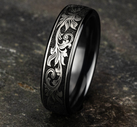 Vintage Script Wedding Band