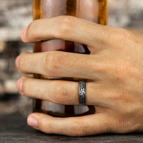 Vintage Script Wedding Band