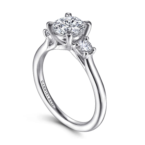 Sanaa White Gold Three-Stone Diamond Engagement Ring Setting