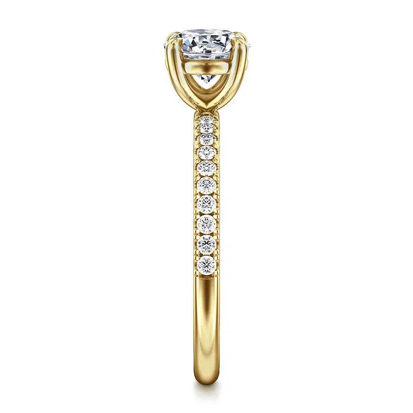 Twain Yellow Gold Round Diamond Engagement Ring Setting