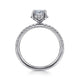 Suede White Gold Oval Hidden Halo Diamond Engagement Ring Setting