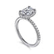 Suede White Gold Oval Hidden Halo Diamond Engagement Ring Setting