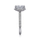 Suede White Gold Oval Hidden Halo Diamond Engagement Ring Setting