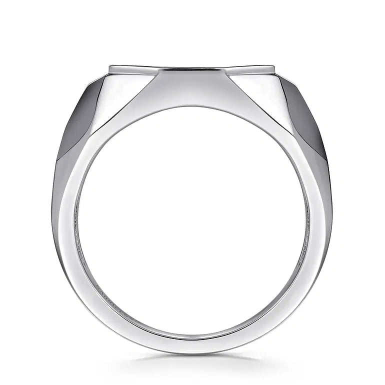 Sterling Silver Black Spinel Pave Signet Ring