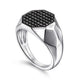 Sterling Silver Black Spinel Pave Signet Ring