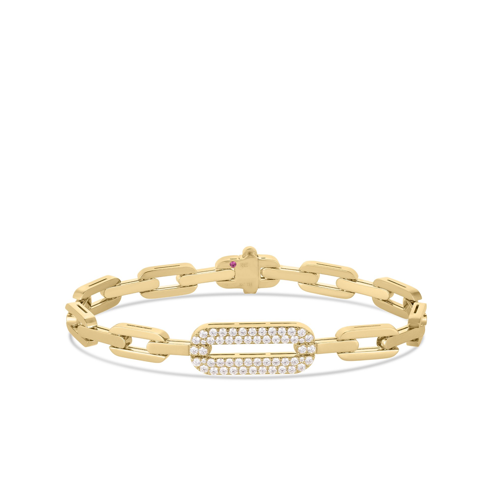 18K Yellow Gold Pave Diamond Navarra Link Bracelet