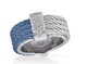 Blue and Grey Stainless Steel Cable with White Gold Diamond Station Ring