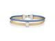 Stainless Steel Simple Stack Yellow and Caribbean Blue Cable Diamond and Gold Station Bracelet